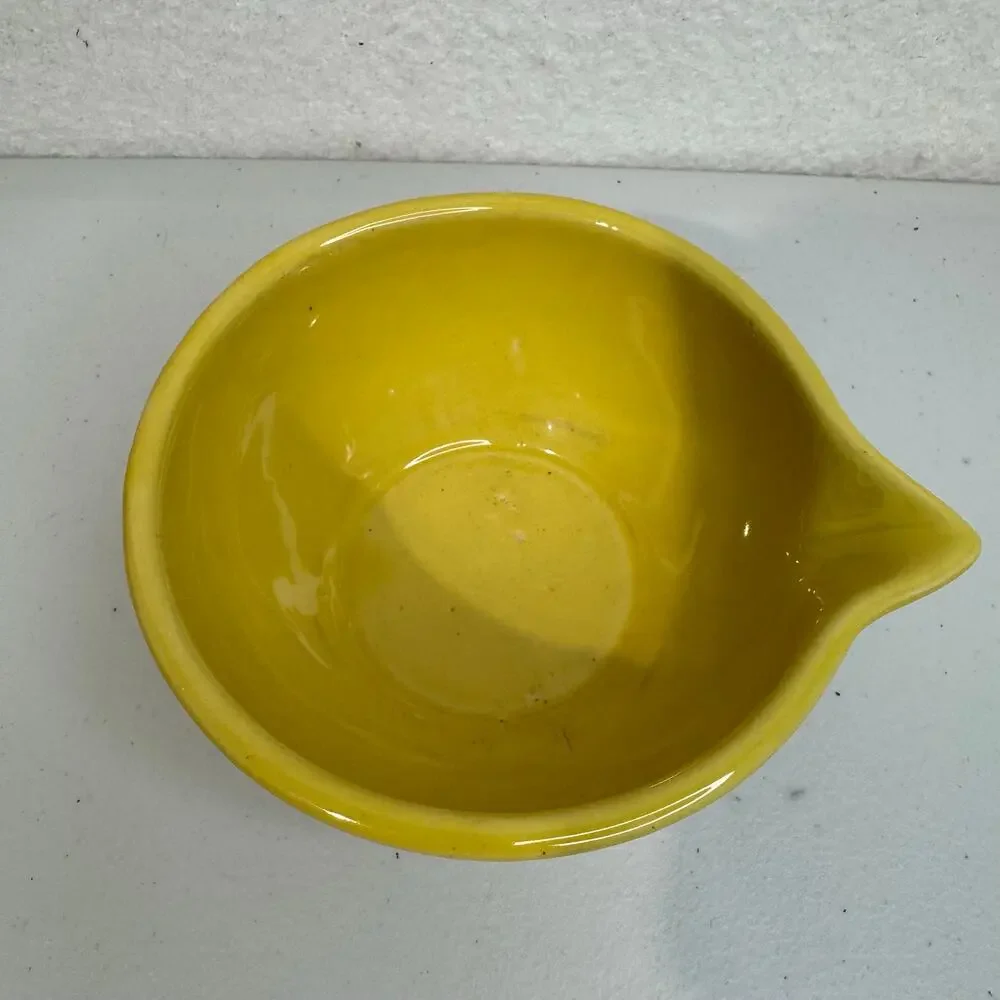 VTG McCoy Stoneware Vibrant Yellow Glaze Ceramic Spout Bowl Small Batter Bowl